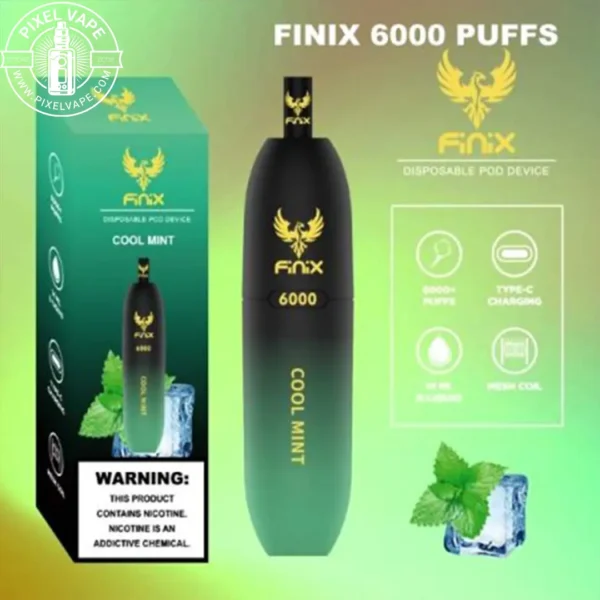 خرید پاد فینیکس 6000 پاف نعنا یخ - قیمت FINIX 6000 Puffs Cool Mint - بررسی پاد یکبارمصرف فینیکس نعنا یخ - پاد سیستم 6000 پاف فینیکس قابل شارژ - خرید اینترنتی فینیکس نعنا یخ 6000 پاف - طعم نعنا یخ در پاد FINIX 6000 - پاد یکبارمصرف فینیکس اورجینال - قیمت پاد سیستم فینیکس 6000 پاف