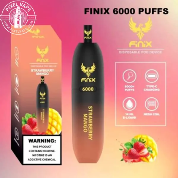 خرید پاد فینیکس 6000 پاف توت فرنگی - قیمت FINIX 6000 Puffs Strawberry mango - بررسی پاد یکبارمصرف فینیکس توت فرنگی - پاد سیستم 6000 پاف فینیکس قابل شارژ - خرید اینترنتی فینیکس توت فرنگی 6000 پاف - طعم توت فرنگی انبه در پاد FINIX 6000 - پاد یکبارمصرف فینیکس اورجینال - قیمت پاد سیستم فینیکس 6000 پاف