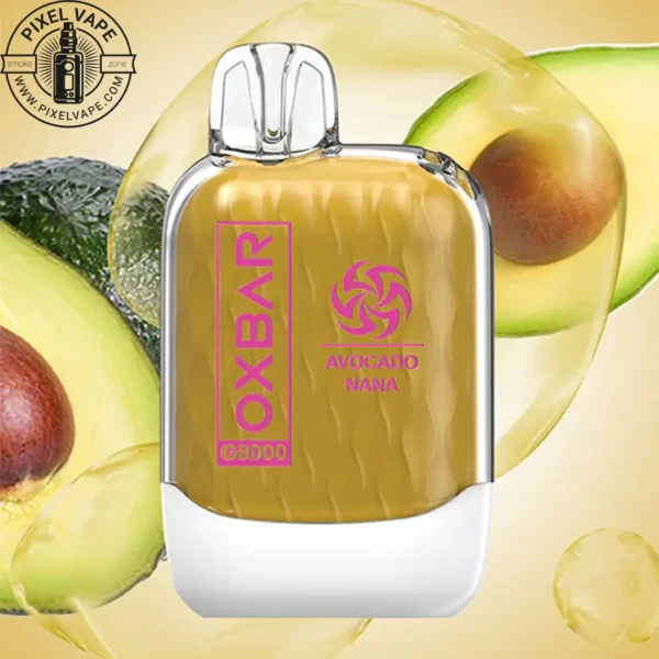 پاد یکبار مصرف 8000 پاف آووکادو موز اوکسبار با قابلیت شارژ، Oxbar Avocado Nana 8000 Puffs Rechargeable Pod، طعم آووکادو و موز