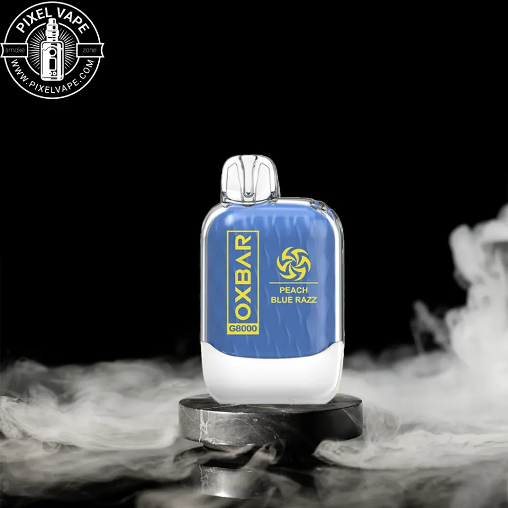 Oxbar Peach Bluebery Razberry 8000 Puf Disposble Pod، Rechargable Vape، Peach Bluebery & Razberry Flavored، پاد هلو بلوبری تمشک اکس بار