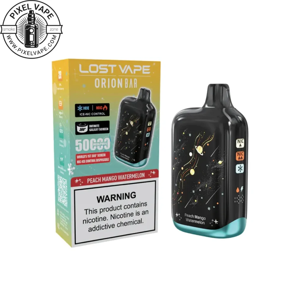 Lost Vape 50000 Puffs Peach Mango Watermelon Pod - پاد یکبار مصرف لاست ویپ 50000 پاف هلو انبه هندوانه (قابل شارژ)